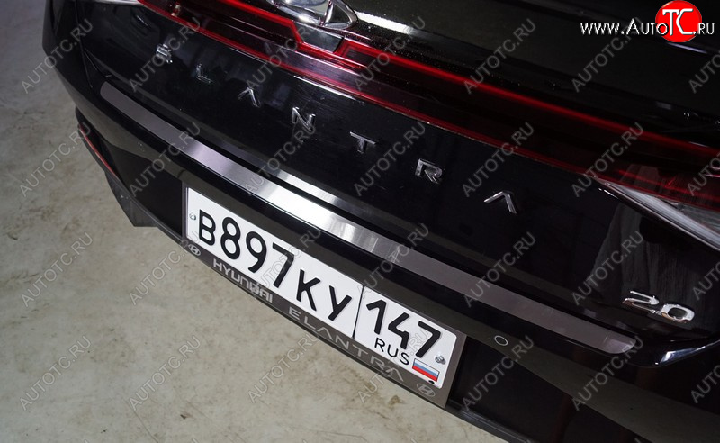 1 889 р. Накладка на задний бампер, ТСС Тюнинг  Hyundai Elantra  CN7 (2020-2023) (Лист шлифованный)