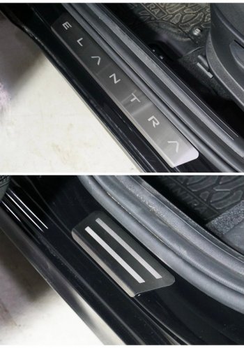 3 999 р. Накладки на пороги, ТСС Тюнинг  Hyundai Elantra  CN7 (2020-2023) (лист шлифованный надпись Elantra). Увеличить фотографию 1