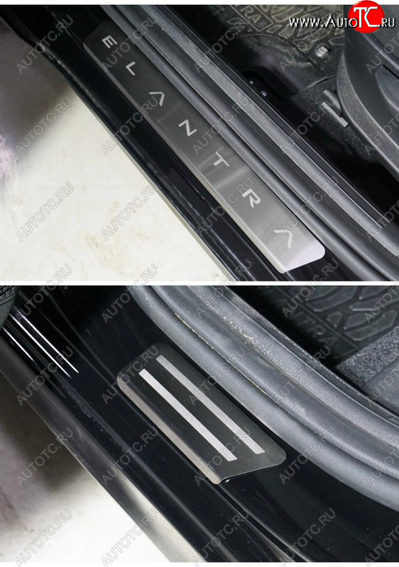 3 999 р. Накладки на пороги, ТСС Тюнинг  Hyundai Elantra  CN7 (2020-2023) (лист шлифованный надпись Elantra)