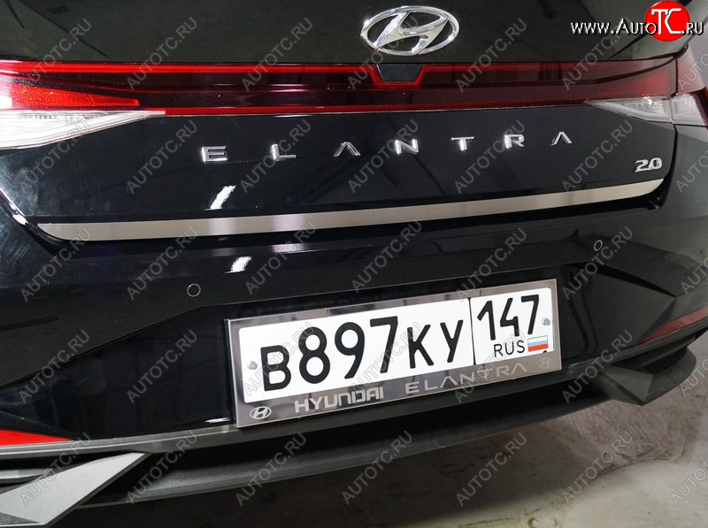 2 059 р. Накладка на заднюю дверь, ТСС Тюнинг  Hyundai Elantra  CN7 (2020-2023) (Лист шлифованный)
