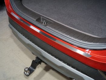 3 099 р. Накладка на задний бампер, ТСС Тюнинг Hyundai Santa Fe 4 TM дорестайлинг (2018-2021) (Лист шлифованный). Увеличить фотографию 1