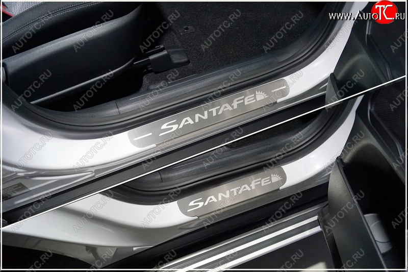4 799 р. Накладки на пороги, ТСС Тюнинг  Hyundai Santa Fe  4 TM (2020-2024) (лист шлифованный надпись Santa Fe)