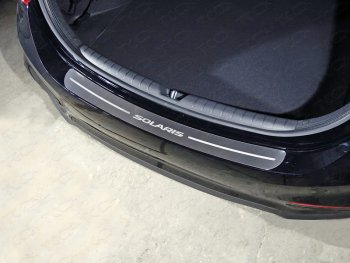 3 099 р. Накладка на задний бампер, ТСС Тюнинг  Hyundai Solaris  2 (2017-2020) (лист шлифованный надпись Solaris). Увеличить фотографию 1
