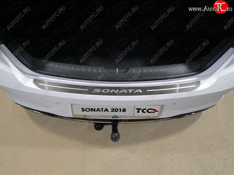 2 489 р. Накладка на задний бампер, ТСС Тюнинг  Hyundai Sonata  LF (2017-2019) (лист шлифованный надпись Sonata)