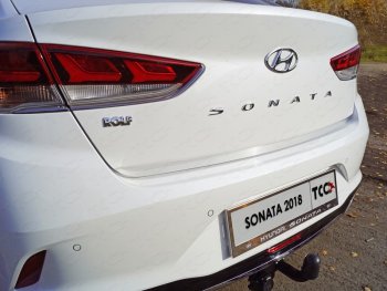 1 659 р. Накладка на заднюю дверь, ТСС Тюнинг Hyundai Sonata LF рестайлинг (2017-2019) (Лист шлифованный). Увеличить фотографию 1