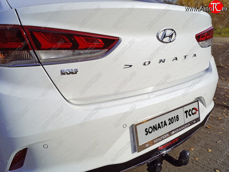 1 659 р. Накладка на заднюю дверь, ТСС Тюнинг  Hyundai Sonata  LF (2017-2019) (Лист шлифованный)