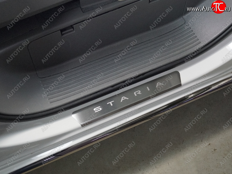2 299 р. Накладки на передние пороги, ТСС Тюнинг  Hyundai Staria  US4 (2021-2022) (лист шлифованный надпись Staria)