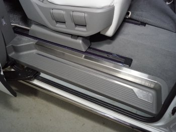 6 499 р. Накладки на пластиковые пороги задние, ТСС Тюнинг  Hyundai Staria  US4 (2021-2022) (лист шлифованный). Увеличить фотографию 1