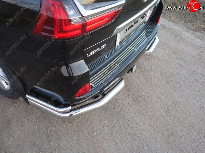 8 199 р. Накладка на задний бампер, ТСС Тюнинг Lexus LX 450d J200 (2015-2024) (Лист шлифованный)