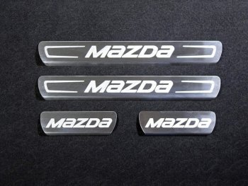 3 699 р. Накладки на пороги, ТСС Тюнинг  Mazda CX-5  KE (2015-2017) (лист шлифованный надпись MAZDA). Увеличить фотографию 1