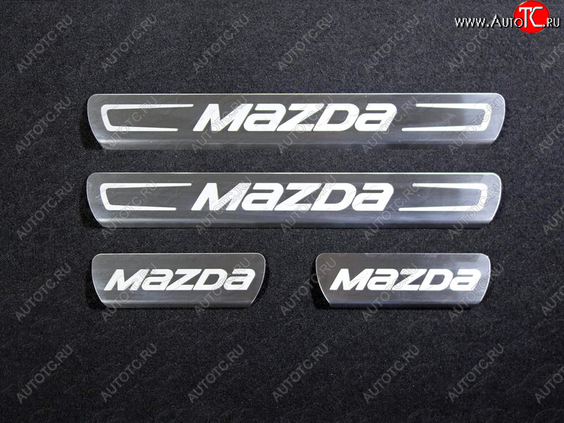 3 699 р. Накладки на пороги, ТСС Тюнинг  Mazda CX-5  KE (2015-2017) (лист шлифованный надпись MAZDA)