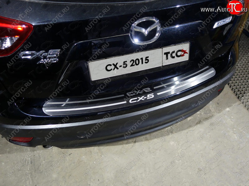 4 099 р. Накладка на задний бампер, ТСС Тюнинг  Mazda CX-5  KE (2015-2017) (лист шлифованный надпись CX-5)