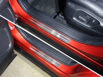 5 199 р. Накладки на пороги, ТСС Тюнинг  Mazda CX-9  TC (2015-2024) (лист шлифованный с полосой). Увеличить фотографию 1