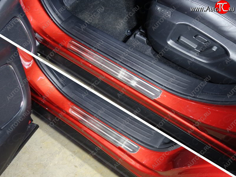 5 199 р. Накладки на пороги, ТСС Тюнинг  Mazda CX-9  TC (2015-2024) (лист шлифованный с полосой)
