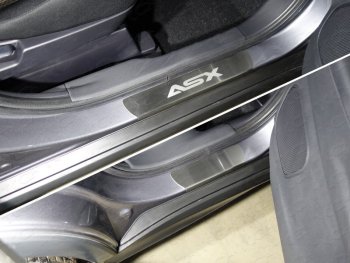 3 499 р. Накладки на пороги, ТСС Тюнинг  Mitsubishi ASX (2017-2020) (лист шлифованный надпись ASX). Увеличить фотографию 1