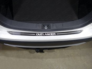 3 099 р. Накладка на задний бампер, ТСС Тюнинг  Mitsubishi Outlander  GF (2015-2018) (лист шлифованный надпись OUTLANDER). Увеличить фотографию 1