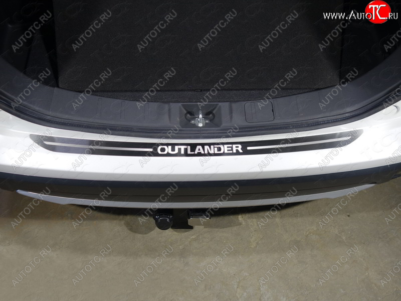 3 099 р. Накладка на задний бампер, ТСС Тюнинг  Mitsubishi Outlander  GF (2015-2018) (лист шлифованный надпись OUTLANDER)