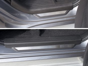 2 279 р. Накладки на пороги вставка, ТСС Тюнинг  Mitsubishi Pajero Sport  3 QE (2015-2021) (лист шлифованный). Увеличить фотографию 1