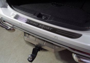 4 469 р. Накладка на задний бампер, ТСС Тюнинг  Mitsubishi Pajero Sport  3 QF (2019-2022) (лист шлифованный надпись Pajero Sport). Увеличить фотографию 1
