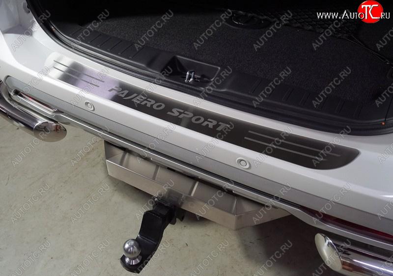 4 469 р. Накладка на задний бампер, ТСС Тюнинг  Mitsubishi Pajero Sport  3 QF (2019-2022) (лист шлифованный надпись Pajero Sport)