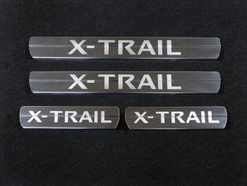 5 199 р. Накладки на пороги, ТСС Тюнинг  Nissan X-trail  3 T32 (2013-2018) (лист шлифованный надпись X-Trai). Увеличить фотографию 1