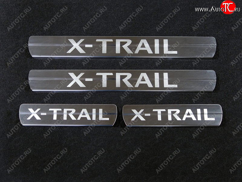 5 199 р. Накладки на пороги, ТСС Тюнинг  Nissan X-trail  3 T32 (2013-2018) (лист шлифованный надпись X-Trai)