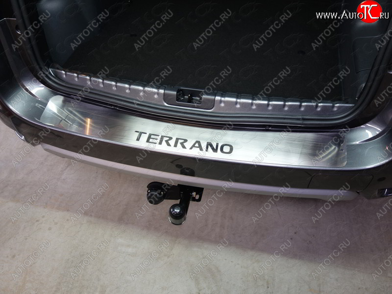 4 099 р. Накладка на задний бампер, ТСС Тюнинг  Nissan Terrano  D10 (2013-2016) (лист шлифованный надпись TERRANO)