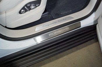 9 449 р. Накладки на пороги, ТСС Тюнинг  Porsche Cayenne  PO536 (2018-2024). Увеличить фотографию 1
