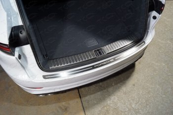 Накладка на задний бампер, ТСС Тюнинг Porsche (Порш) Cayenne (Кайен)  PO536 (2018-2024) PO536  ( лист шлифованный надпись Porsche)