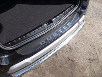 4 099 р. Накладка на задний бампер, ТСС Тюнинг  Renault Duster  HS (2015-2021) (лист шлифованный надпись Duster). Увеличить фотографию 1