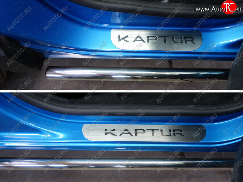 3 299 р. Накладки на пороги, ТСС Тюнинг  Renault Kaptur (2016-2020) (лист шлифованный надпись Kaptur)
