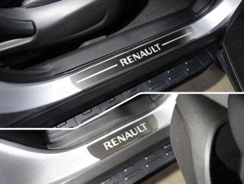 5 199 р. Накладки на пороги, ТСС Тюнинг  Renault Koleos  2 (2016-2024) (лист шлифованный надпись Renault). Увеличить фотографию 1