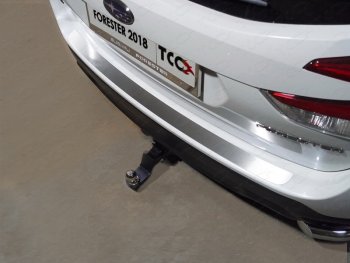 3 099 р. Накладка на задний бампер, ТСС Тюнинг Subaru Forester SK/S14 дорестайлинг (2018-2021) (Лист шлифованный). Увеличить фотографию 1