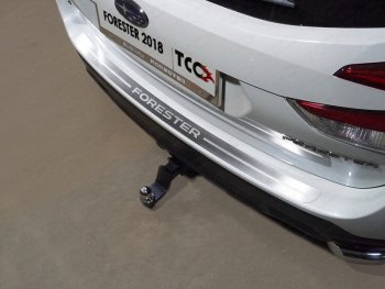 5 199 р. Накладка на задний бампер, ТСС Тюнинг  Subaru Forester  SK/S14 (2018-2021) (лист шлифованный надпись Forester). Увеличить фотографию 1