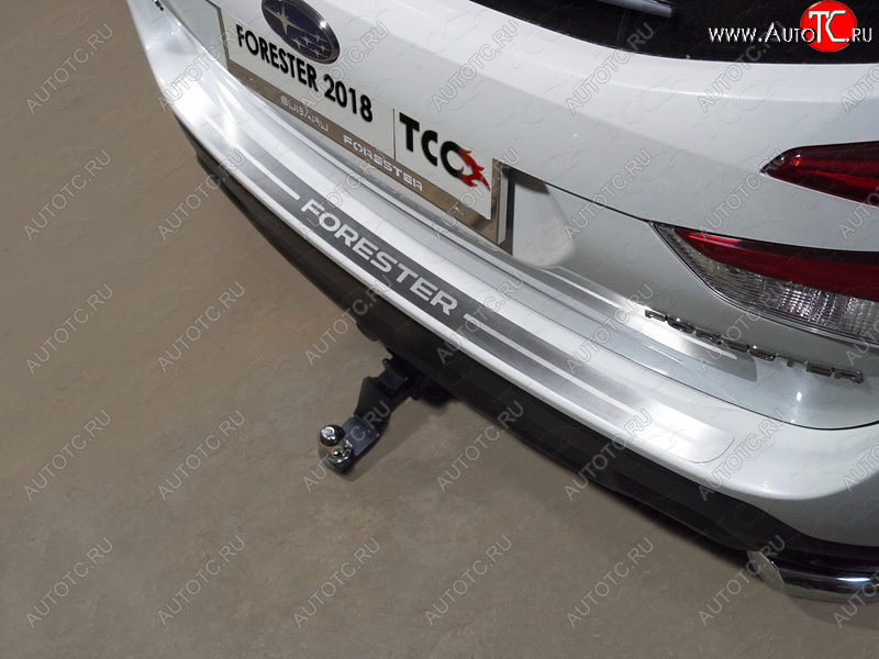 5 199 р. Накладка на задний бампер, ТСС Тюнинг  Subaru Forester  SK/S14 (2018-2021) (лист шлифованный надпись Forester)