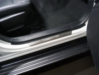 3 099 р. Накладки на пороги, ТСС Тюнинг  Subaru Forester  SK/S14 (2018-2021) (лист шлифованный надпись Forester). Увеличить фотографию 1