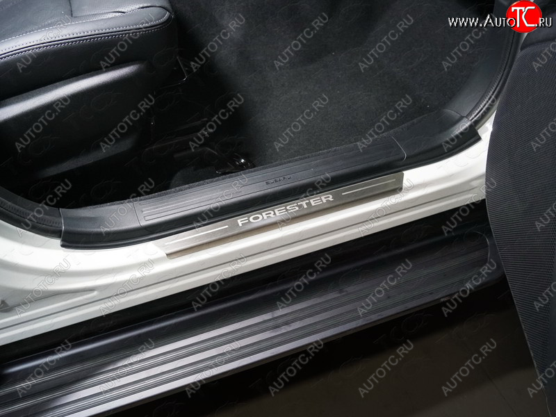 3 099 р. Накладки на пороги, ТСС Тюнинг  Subaru Forester  SK/S14 (2018-2021) (лист шлифованный надпись Forester)