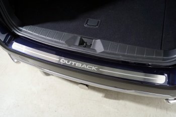 3 899 р. Накладка на задний бампер, ТСС Тюнинг Subaru Outback BS/B15 рестайлинг универсал (2017-2021) (лист шлифованный надпись Outback). Увеличить фотографию 1