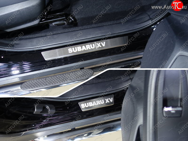 4 099 р. Накладки на пороги, ТСС Тюнинг  Subaru XV  GP/G33 (2012-2016) (лист шлифованный надпись Subaru XV)