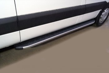 Правый порог алюминиевый с пластиковой накладкой, ТСС Тюнинг Sollers Atlant автобус (2022-2024)  (карбон серебро)