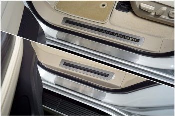 3 999 р. Накладки на пороги, ТСС Тюнинг  Toyota Land Cruiser  J300 (2021-2024) (лист шлифованный). Увеличить фотографию 1