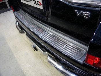 8 199 р. Накладка на задний бампер, ТСС Тюнинг  Toyota Land Cruiser  200 (2015-2021) (Лист шлифованный). Увеличить фотографию 1