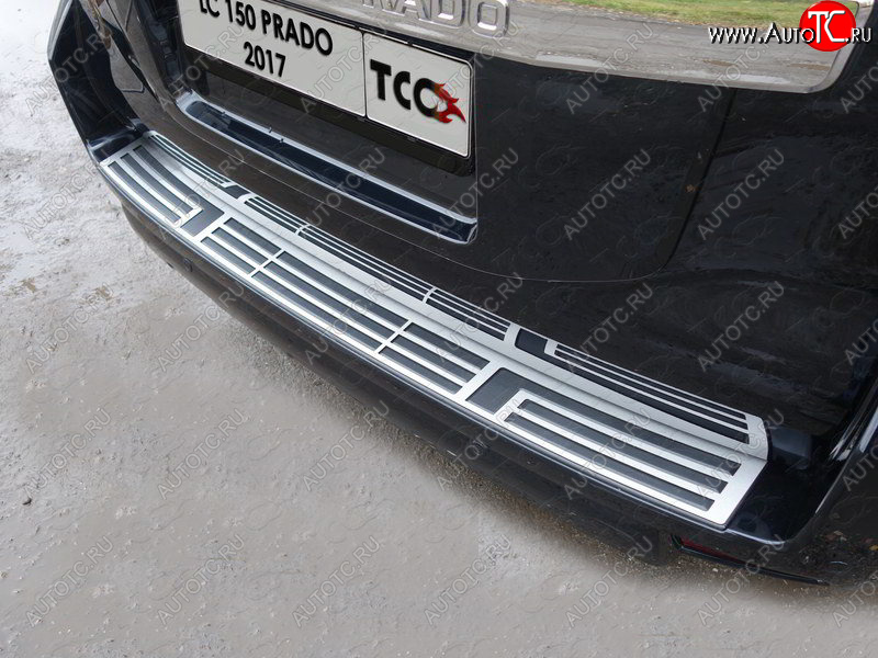 8 199 р. Накладка на задний бампер, ТСС Тюнинг Toyota Land Cruiser Prado J150 2-ой рестайлинг (2017-2020) (Лист шлифованный)