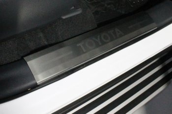 4 899 р. Накладки на пластиковые пороги, ТСС Тюнинг  Toyota RAV4  XA50 (2018-2024) (лист шлифованный надпись Toyota). Увеличить фотографию 1