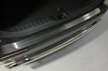 4 299 р. Накладка на задний бампе, ТСС Тюнинг  Toyota RAV4  XA50 (2018-2024) (лист шлифованный надпись RAV4). Увеличить фотографию 1