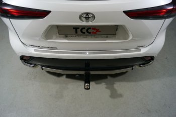 3 089 р. Накладка на задний бампер, ТСС Тюнинг  Toyota Highlander  XU70 (2020-2024) (лист шлифованный надписьToyota). Увеличить фотографию 1