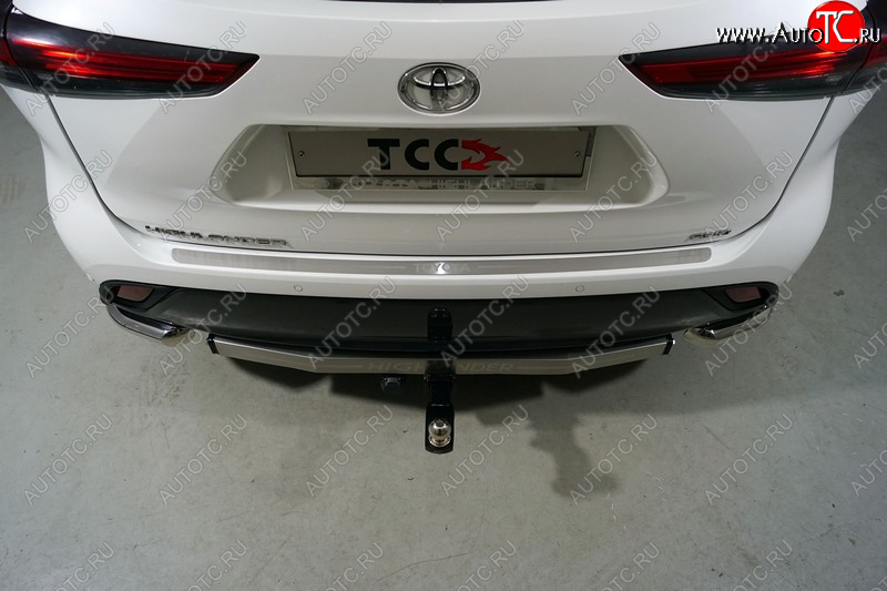 3 089 р. Накладка на задний бампер, ТСС Тюнинг  Toyota Highlander  XU70 (2020-2024) (лист шлифованный надписьToyota)