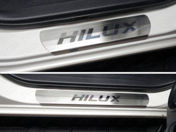 5 199 р. Накладки на пороги, ТСС Тюнинг  Toyota Hilux  AN20,AN30 - Hilux Revo (лист шлифованный надпись Hilux). Увеличить фотографию 1