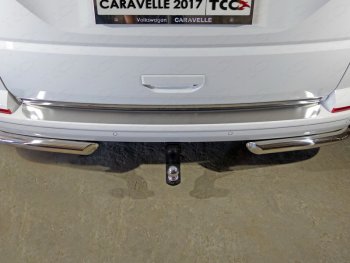 3 099 р. Накладка на задний бампер, ТСС Тюнинг  Volkswagen Caravelle  T6 (2015-2019) (Лист шлифованный). Увеличить фотографию 1