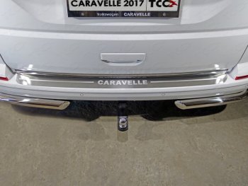 Накладка на задний бампер лист шлифованный надпись Caravelle, ТСС Тюнинг Volkswagen (Волксваген) Caravelle (каравелла)  T6 (2015-2019) T6 дорестайлинг